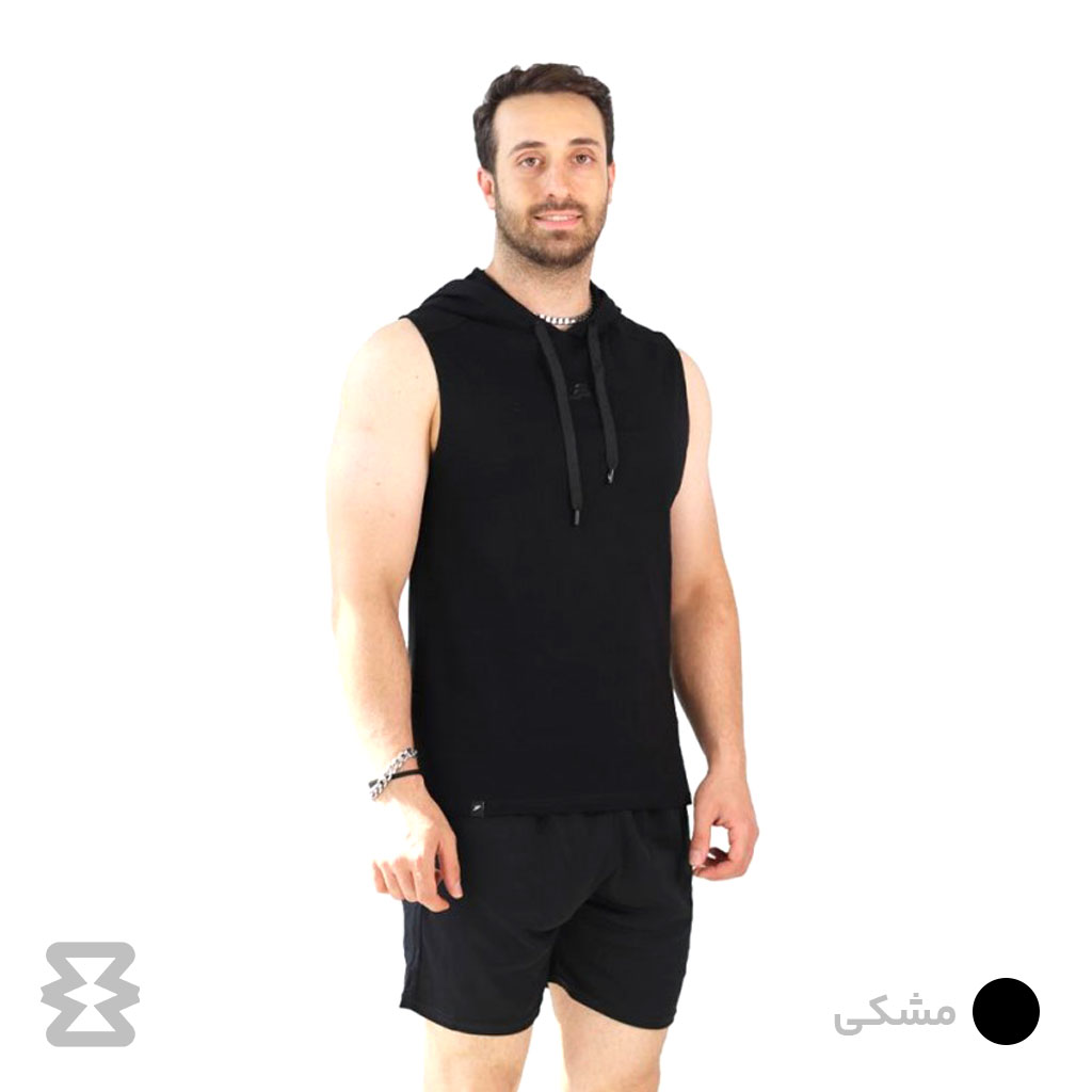 تاپ مردانه پولانو مدل کلاهدار چاکدار نخ پنبه