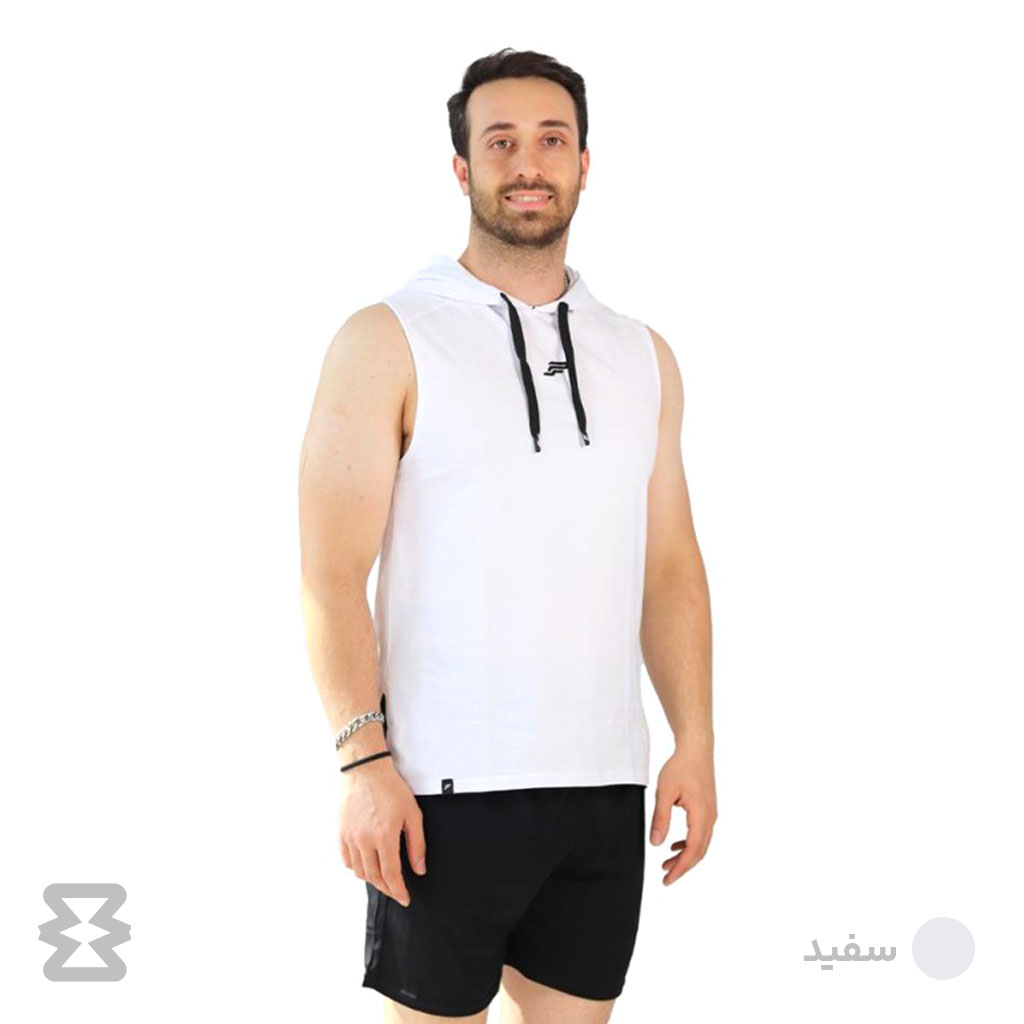 تاپ مردانه پولانو مدل کلاهدار چاکدار نخ پنبه