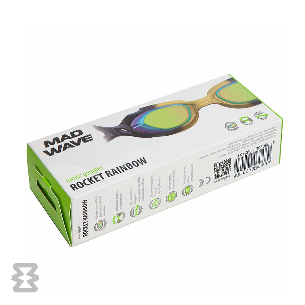 عینک شنا مدویو مدل Rocket rainbow مناسب نوجوانان