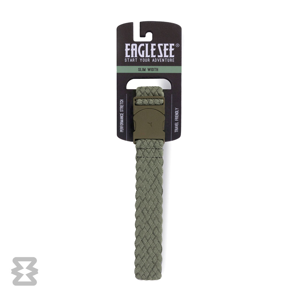 کمربند اسلیم ایگل سی مدل کشبافت بافت‌دار سبز زیتونی