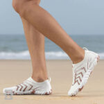 کفش آبی زنانه Plankzone مدل Reghez رنگ سفید قهوه ای