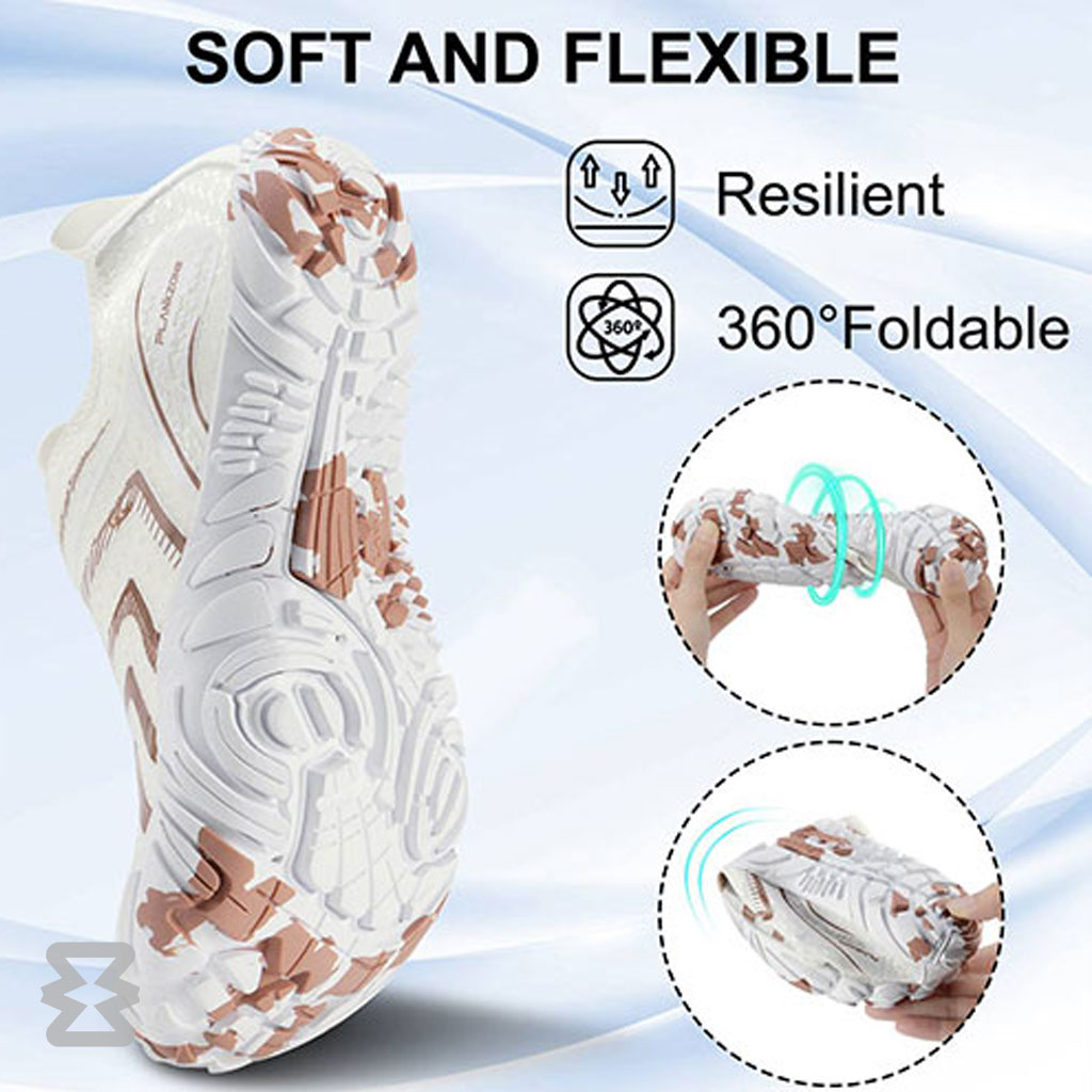 کفش آبی زنانه Plankzone مدل Reghez رنگ سفید قهوه ای