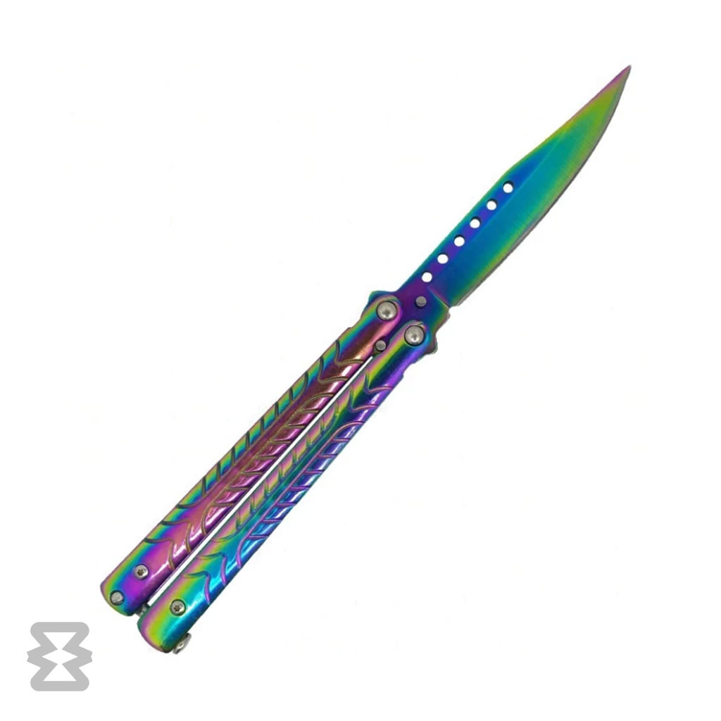 چاقوی پروانه ای هفت رنگ سایز بزرگ 005 butterfly knife