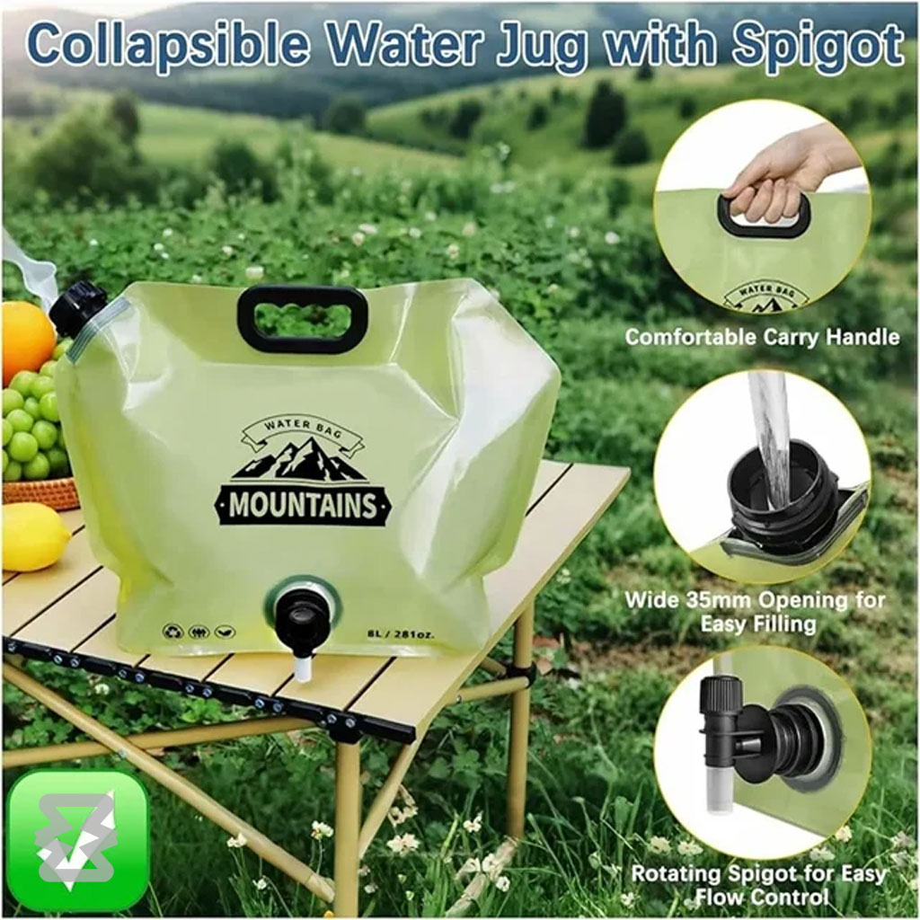 گالن آب شیردار 8 لیتری تاشو